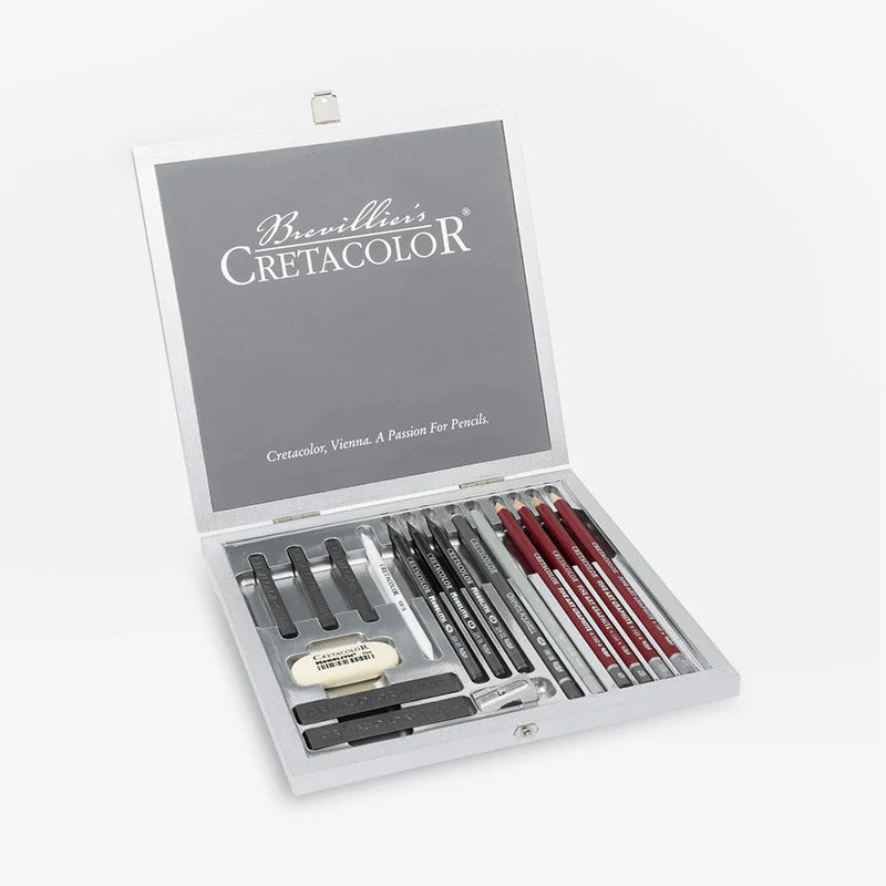 "Cretacolor Silver Box Graphite Drawing Set Of 17 Pcs "