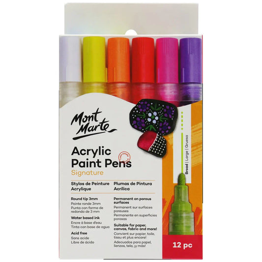 Mont Marte Acrylic Paint Pens Signature Broad Tip 12pc